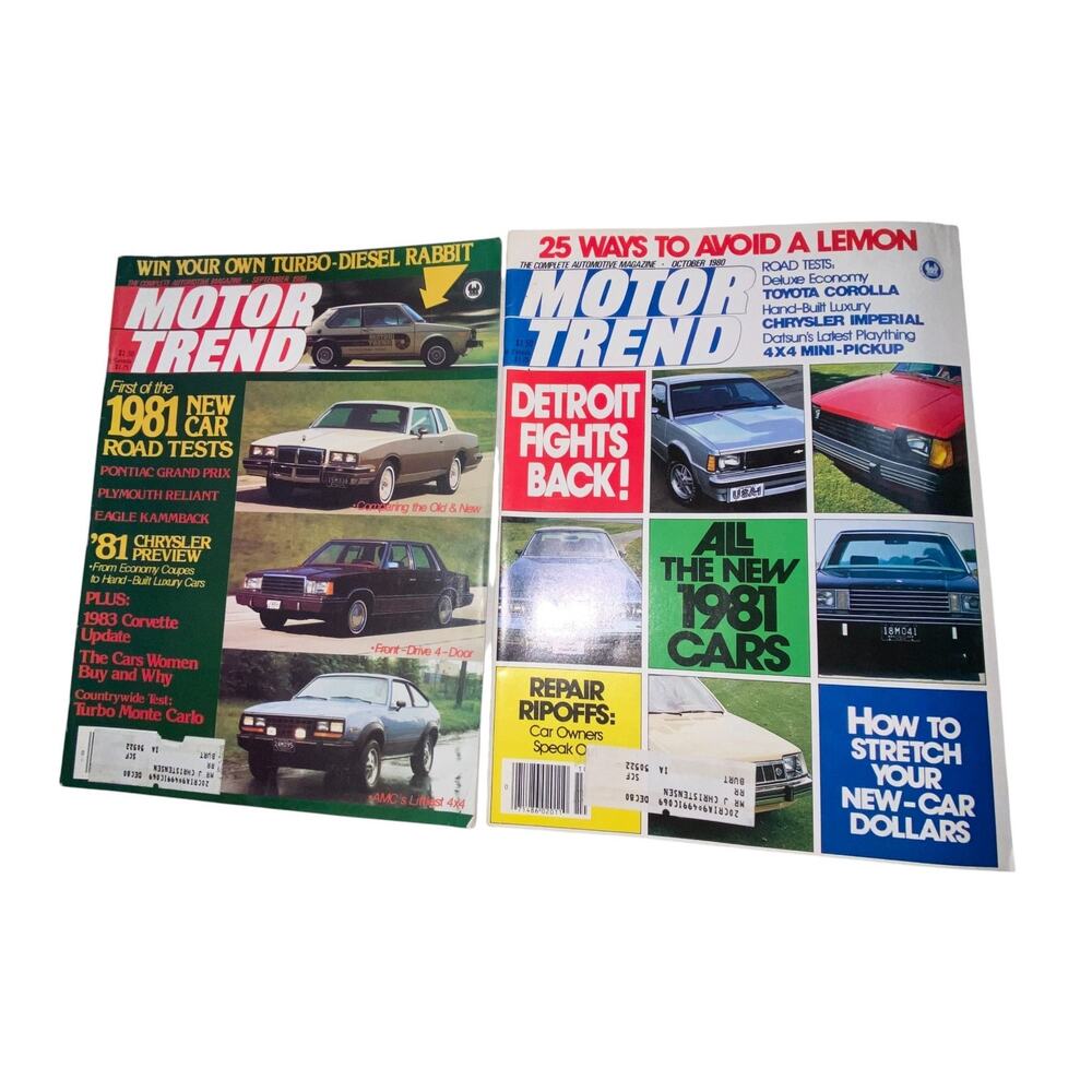 Vtg Lot 2 Motor Trend September October 1980 Reliant Corolla Ferrari Malibu